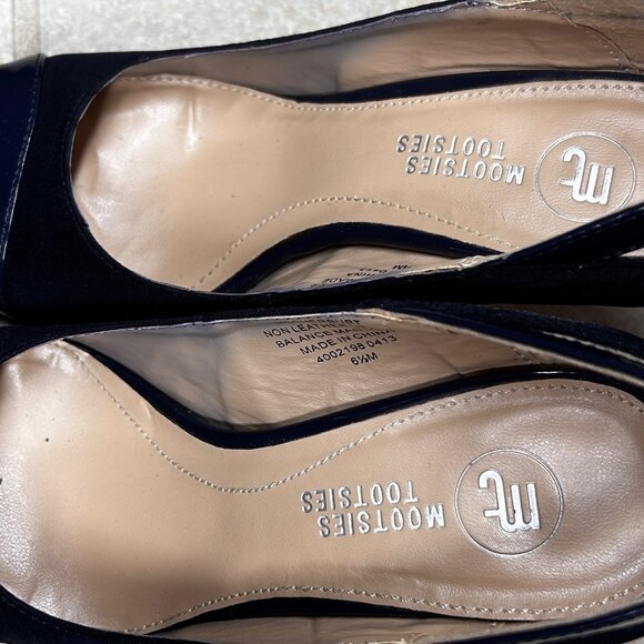 Mootsies Tootsies Womens 6.5 Navy Blue Patent & Fabric Closed Toe Heels MOOT-6.5 - Picture 8 of 8